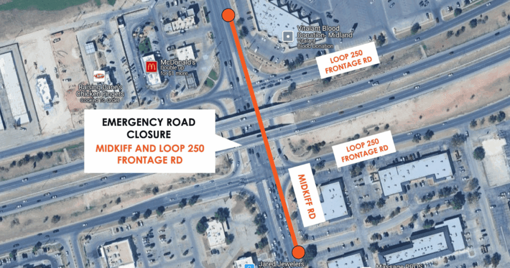 Midkiff Road closure for utility work near Loop 250