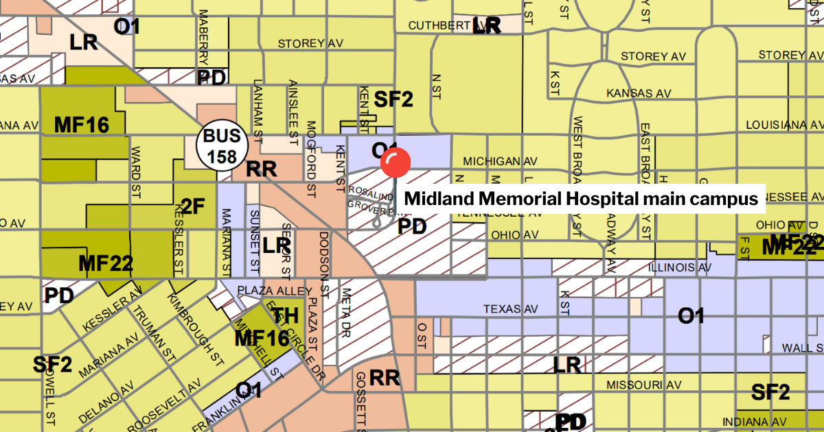 Midland Memorial Hospital zoning map