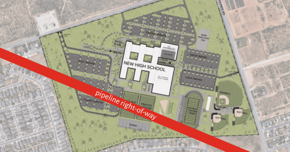 Pipeline under Midland High site poses costly challenge