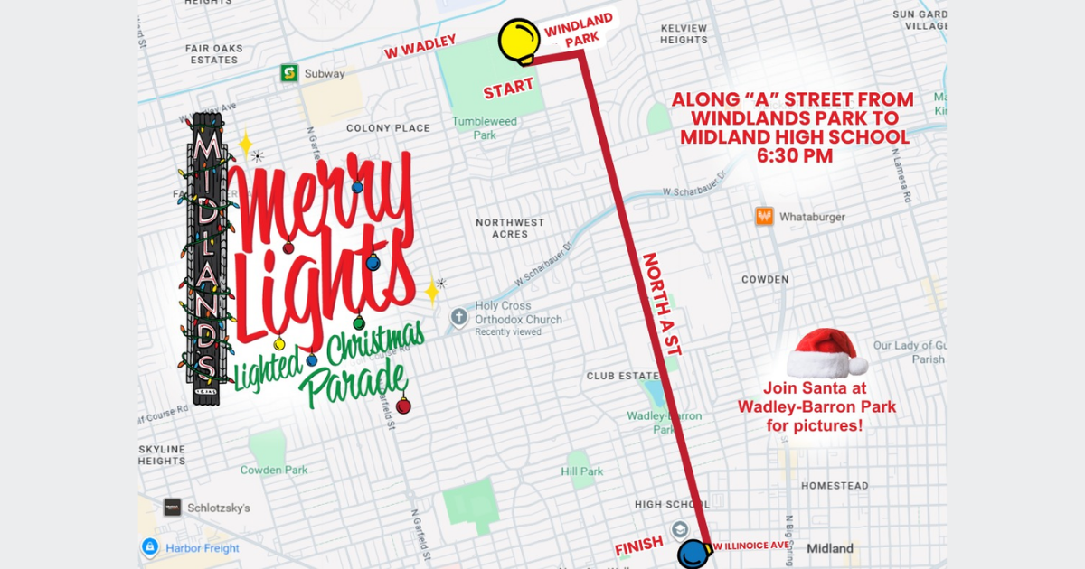 midland Christmas parade route