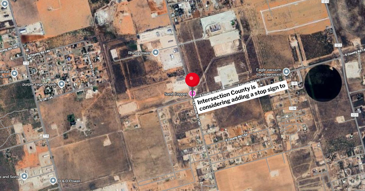 Installing a stop sign at East County Road 150 and South County Road 1160