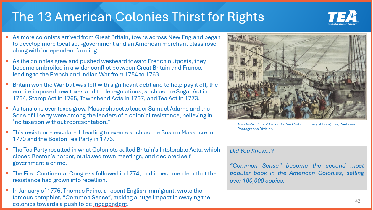 TEA civics materials